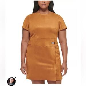 DKNY Plus Size Short-Sleeve Faux-Suede Sheath Dress Size 24W